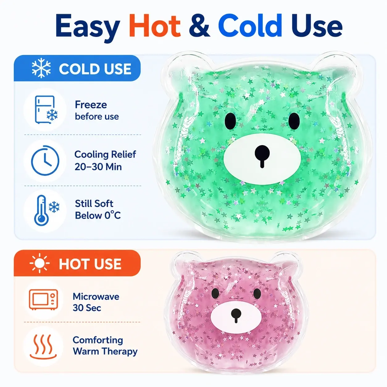 Wholesale Bear Shaped Gel Ice Pack Reusable Hot Cold Pain Relief Pack - Image 4