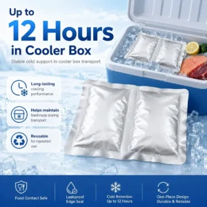 Wholesale Dual Cell Aluminum Foil Gel Ice Pack 200g 12H Cooling For Lunch Cooler Food Shipping