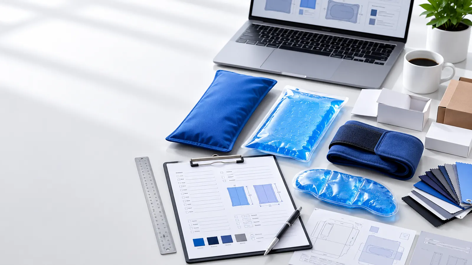 Custom ice pack RFQ planning with product samples, specifications, and packaging options