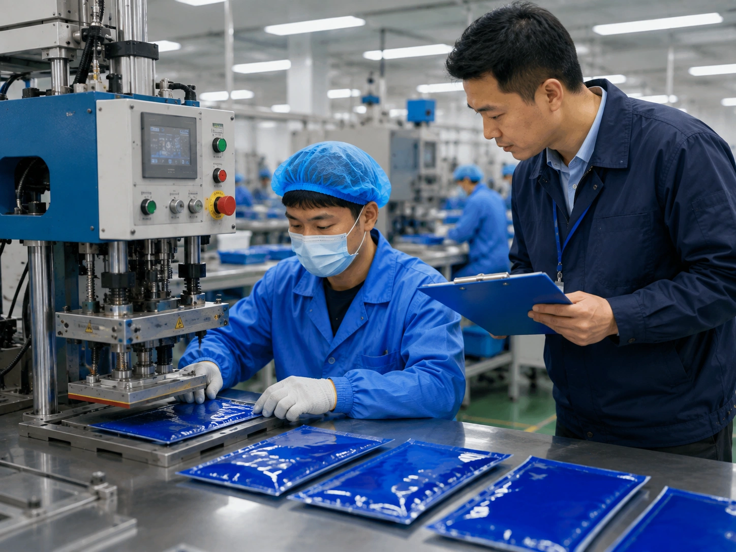 In-process quality control during gel ice pack production