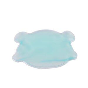 Pale gel pack with a rounded center four short side lobes and a clear sealed perimeter