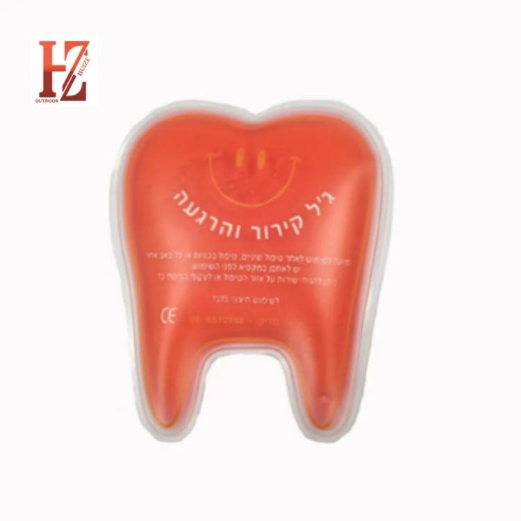 Orange tooth-shaped pack with an example of custom printed artwork