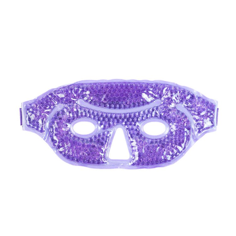 Purple gel-bead eye mask with eye and nose openings