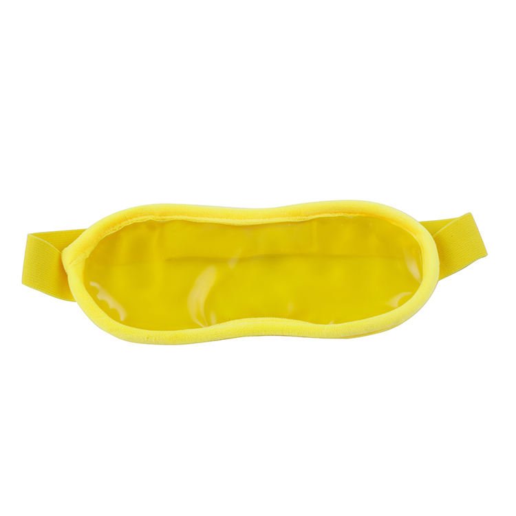 Yellow closed-eye gel mask with matching perimeter binding
