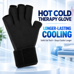 Black open-finger solid gel glove with a broad wrist closure