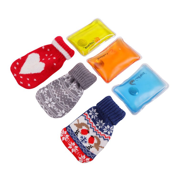 Click heat packs displayed separately beside three knit cover styles