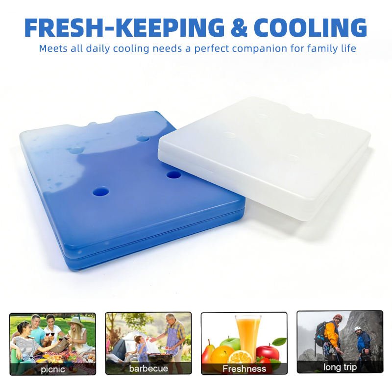 Blue and white flat ice bricks beside outdoor-use illustrations