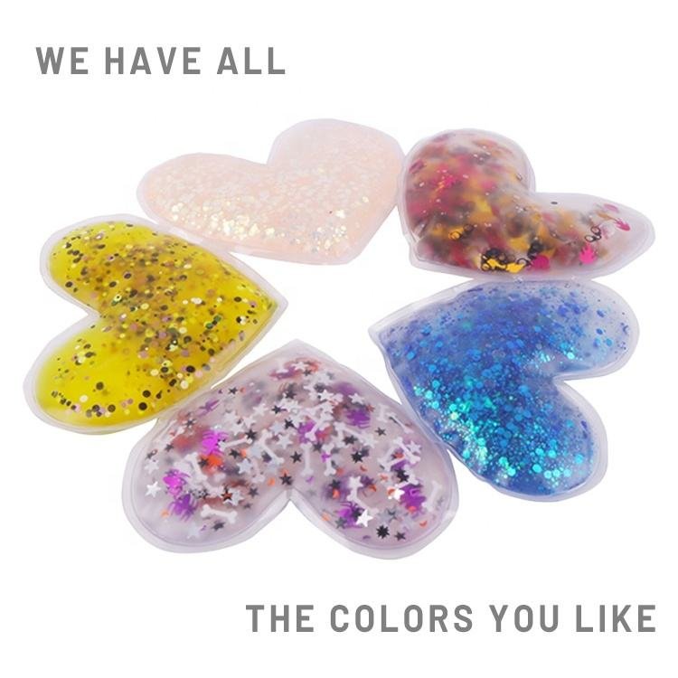 Heart-shaped sequin gel packs in several colors