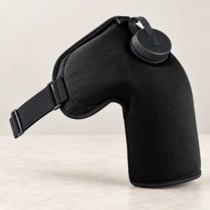 Black refillable shoulder wrap with upper screw cap and chest strap